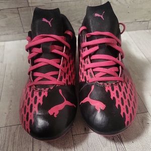 Puma Spirit‎ III FG Kids Soccer Cleats Size 5 BLACK Pink 106070-04